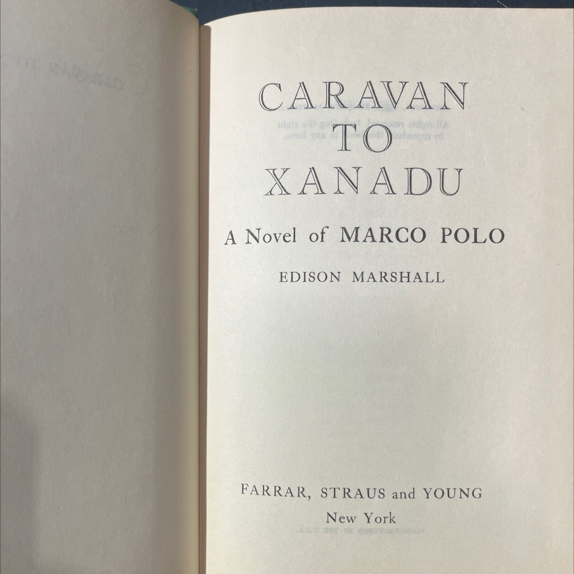 caravan to xanadu a novel of marco polo book, by edison marshall, 1953 Hardcover image 2