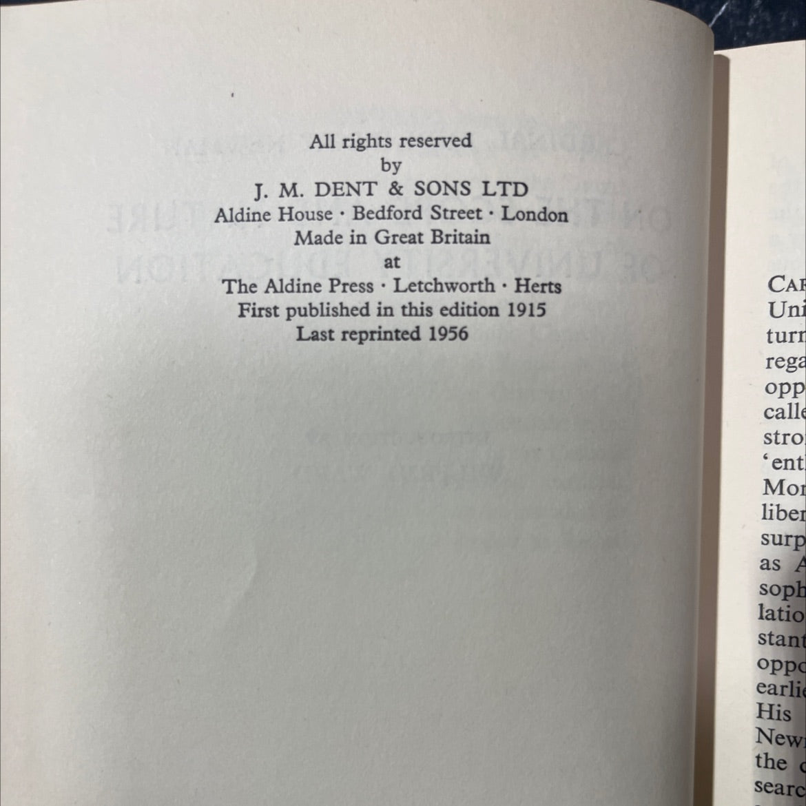 cardinal john henry newman on the scope and nature of university education book, by john henry newman, 1956 Hardcover image 3