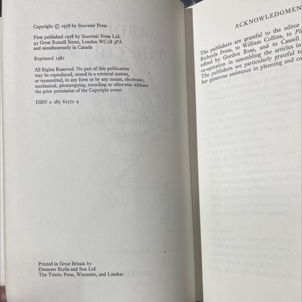 cardus in the covers book, by neville cardus, 1978 Hardcover image 3