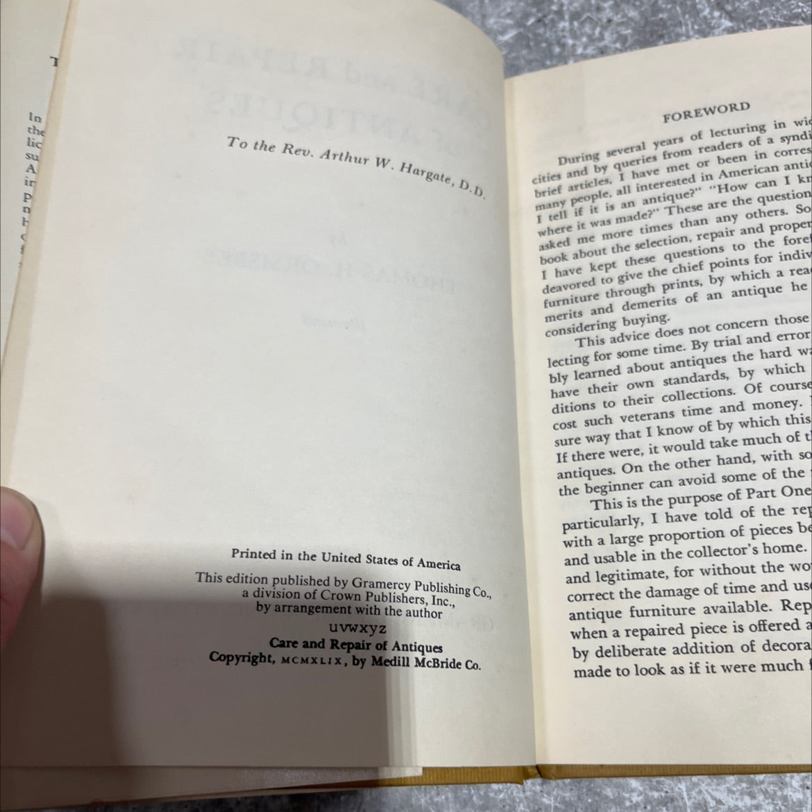 care and repair of antiques book, by thomas h. ormsbee, 1949 Hardcover image 3