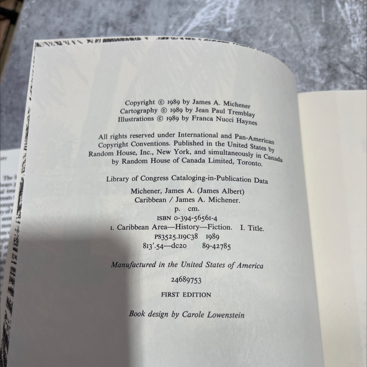 caribbean book, by james a. michener, 1989 Hardcover image 3