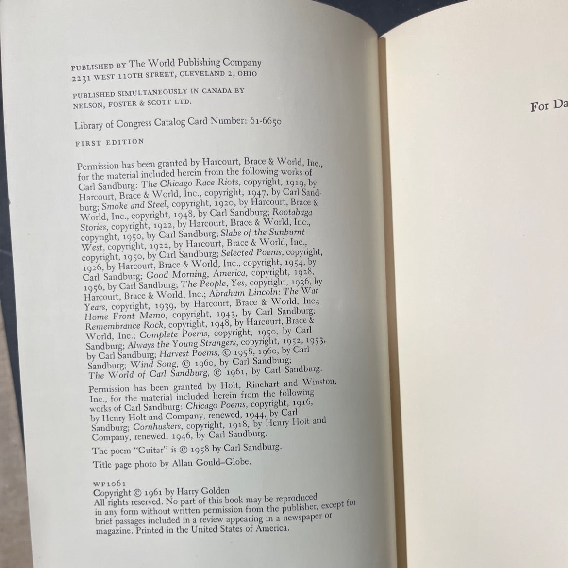 SIGNED carl sandburg book, by Harry Golden, 1961 Hardcover, First Edition, Vintage image 3