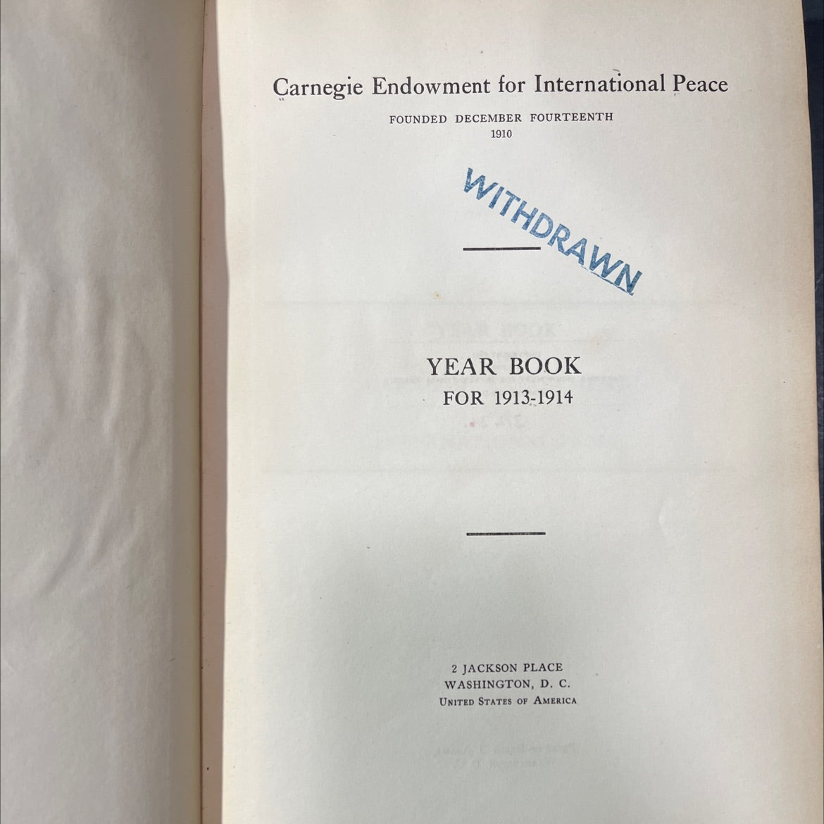 carnegie endowment for international peace year book for 1913-1914 book, by unknown, 1914 Hardcover image 2