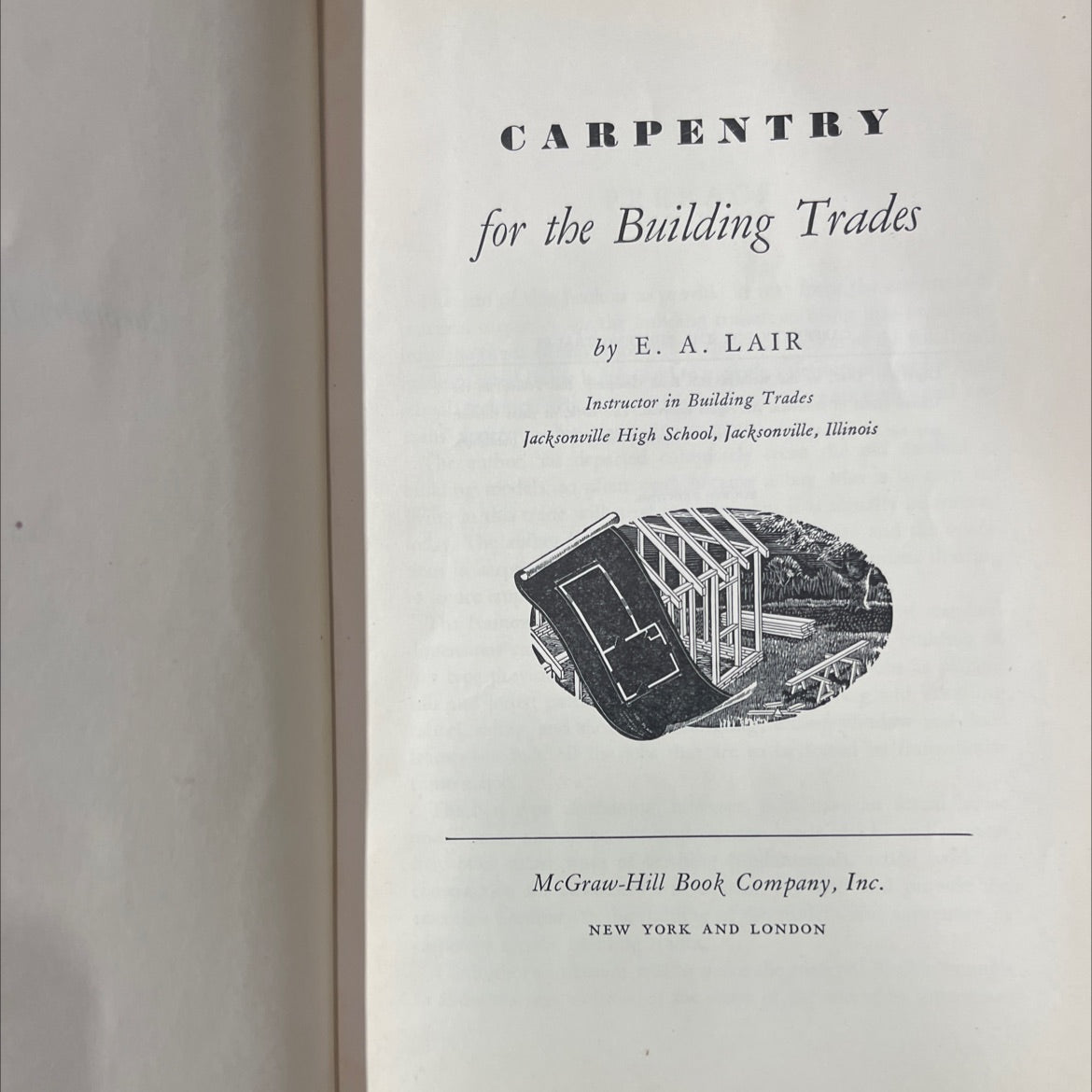 carpentry for the building trades book, by e. a. lair, 1947 Hardcover image 2