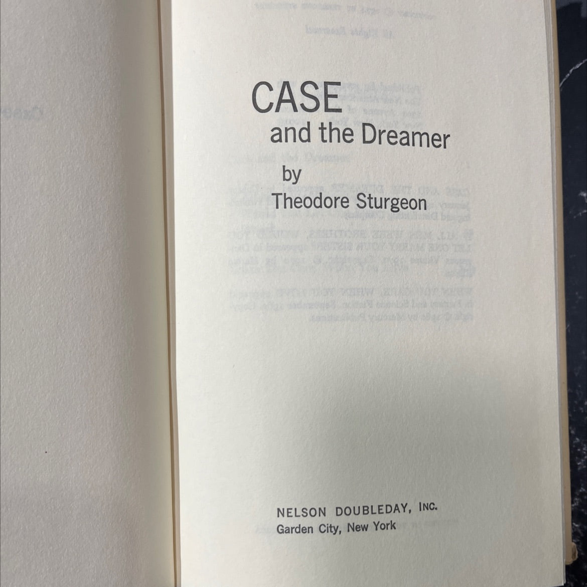 case and the dreamer book, by theodore sturgeon, 1974 Hardcover image 2