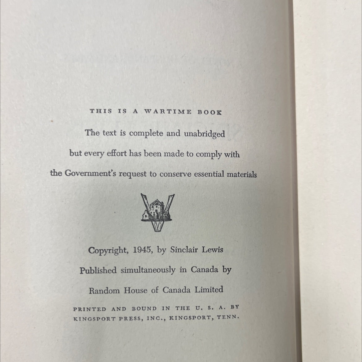 cass timberlane book, by sinclair lewis, 1945 Hardcover image 3