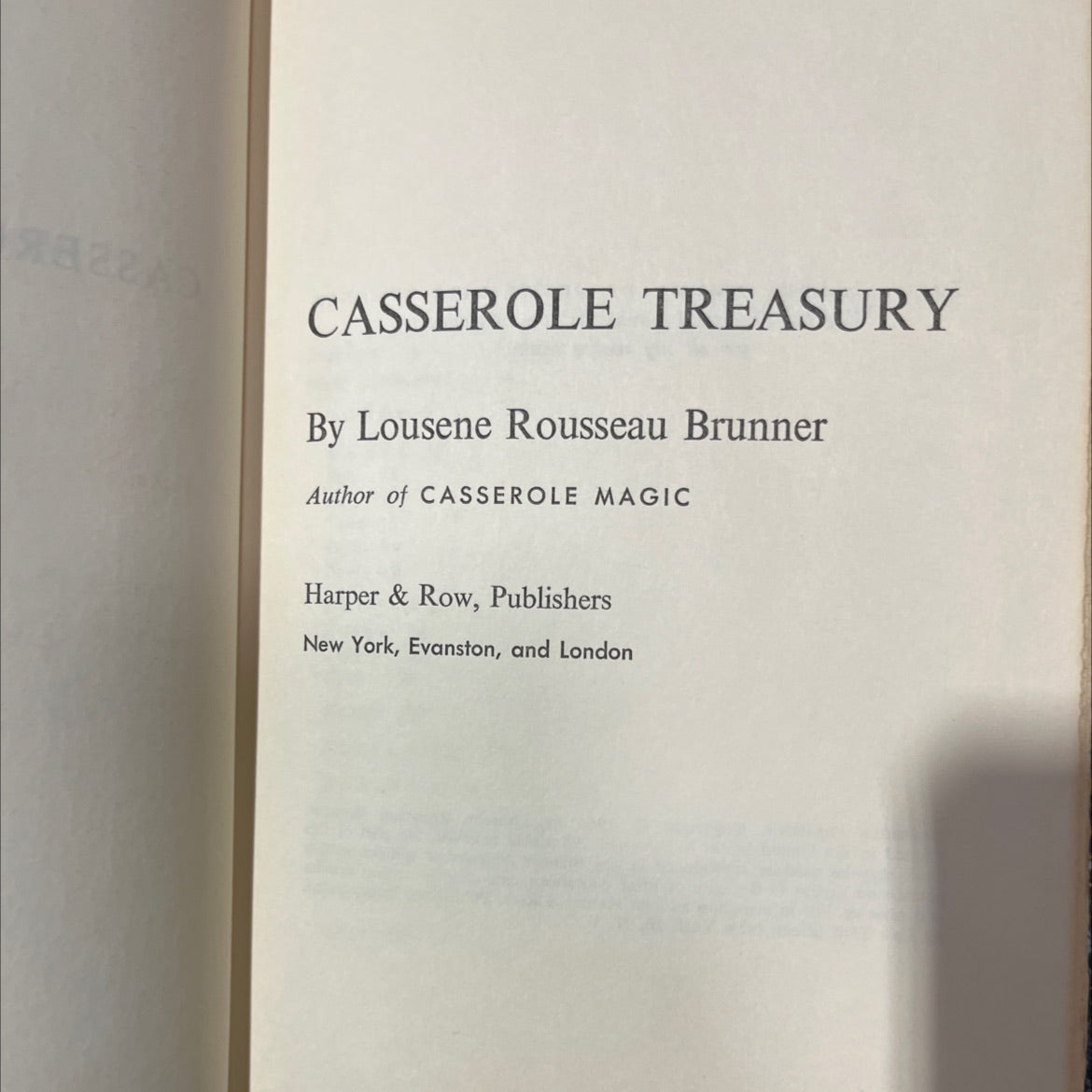casserole treasury book, by Lousene Rousseau Brunner, 1964 Hardcover image 2