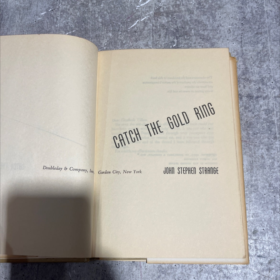 catch the gold ring book, by john stephen strange, 1955 Hardcover image 2