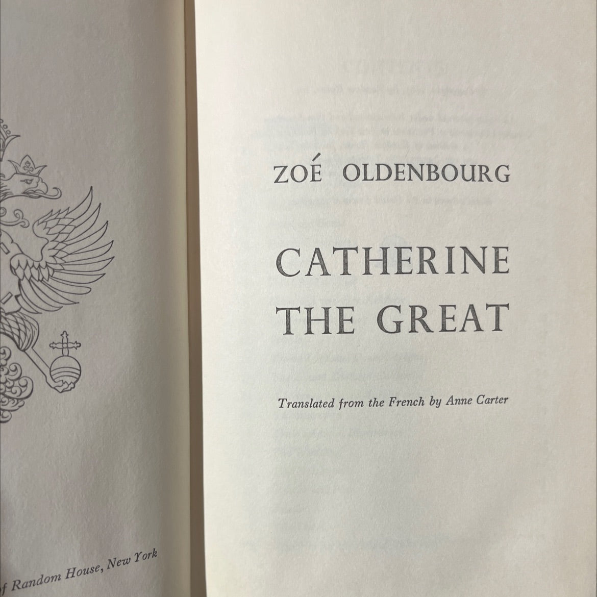 catherine the great book, by zoé oldenbourg, 1965 Hardcover image 2