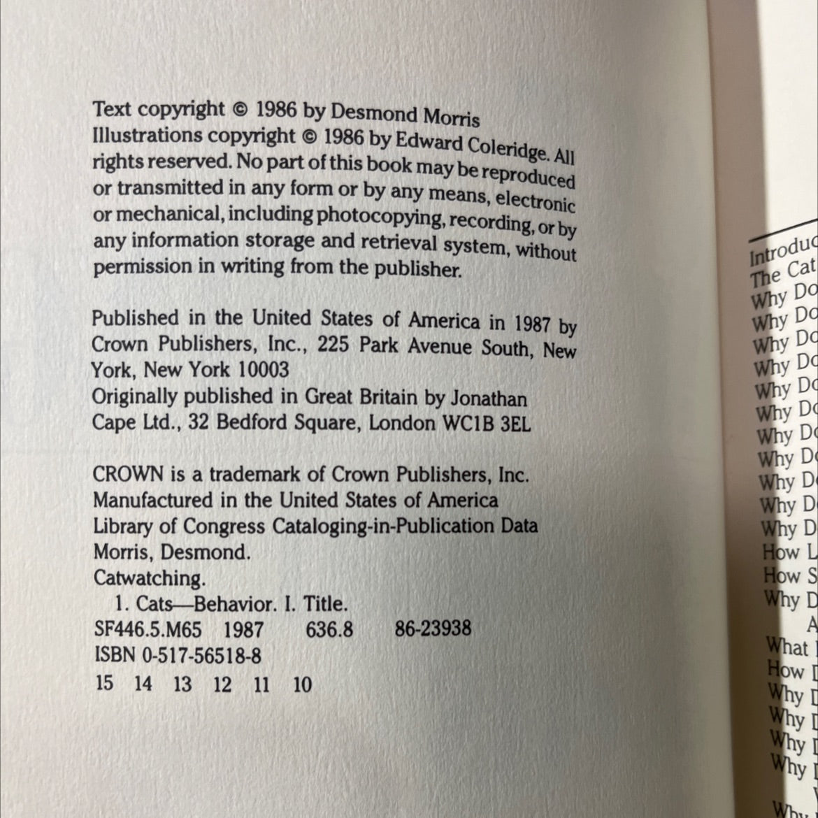 catwatching book, by desmond morris, 1986 Hardcover image 3