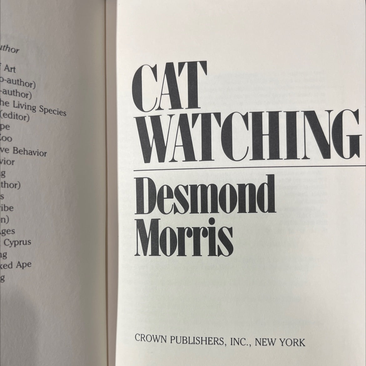 catwatching book, by desmond morris, 1986 Hardcover image 2
