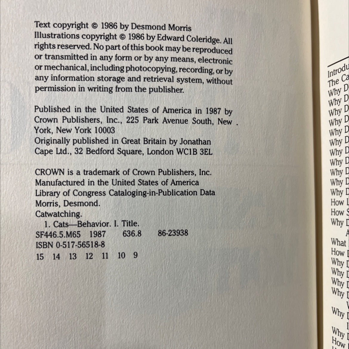 catwatching book, by desmond morris, 1987 Hardcover image 3