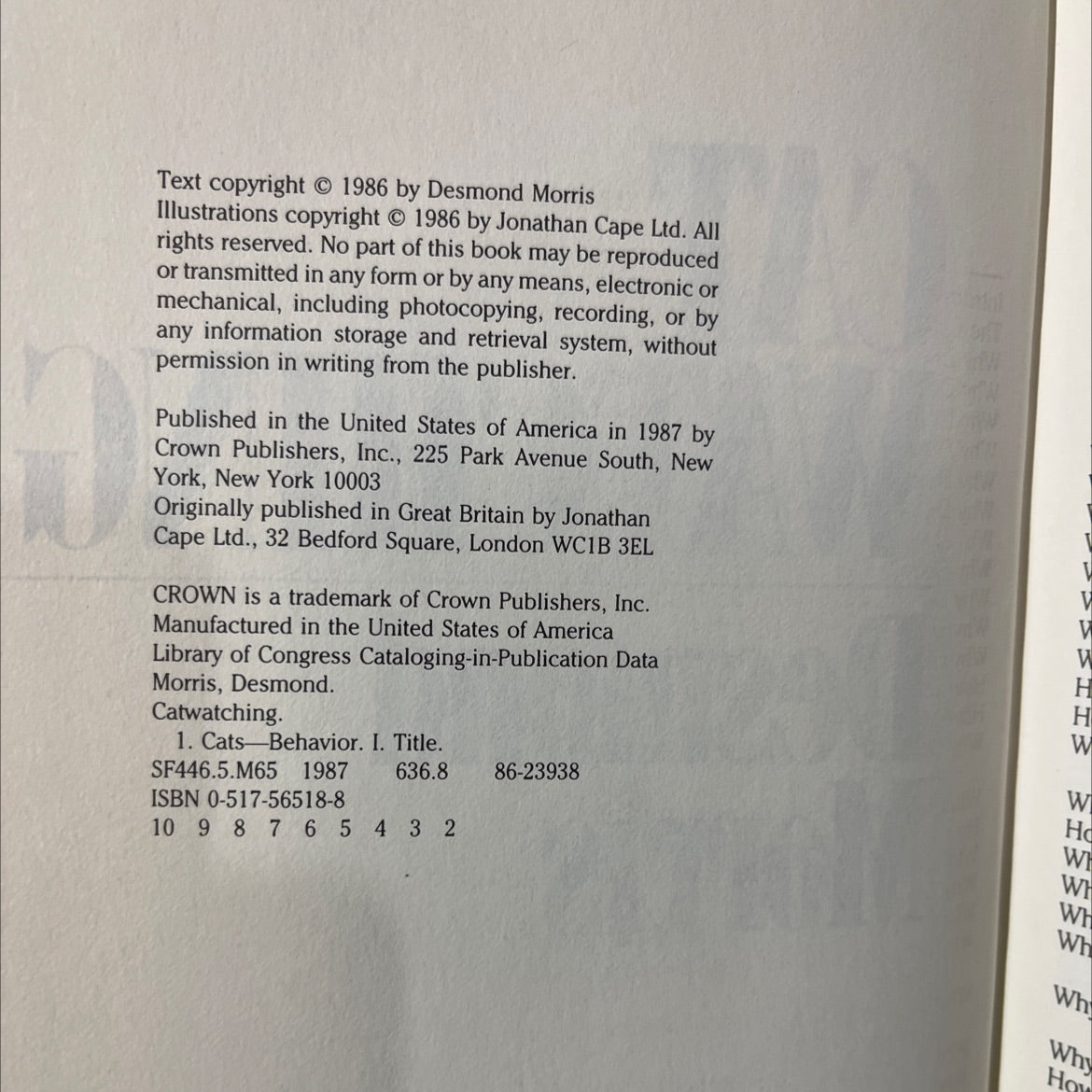 catwatching book, by desmond morris, 1987 Hardcover image 3