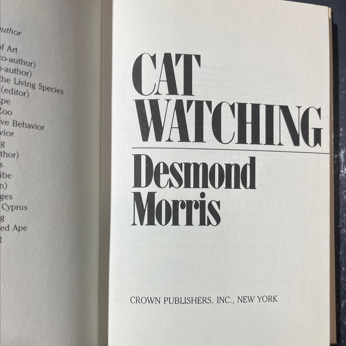 catwatching book, by desmond morris, 1987 Hardcover image 2