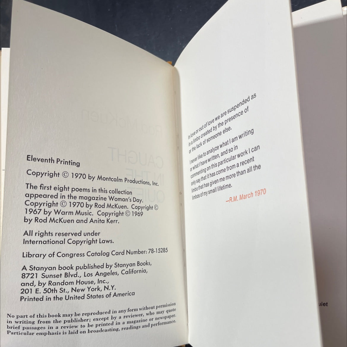 caught in the quiet book, by rod mckuen, 1970 Hardcover image 3