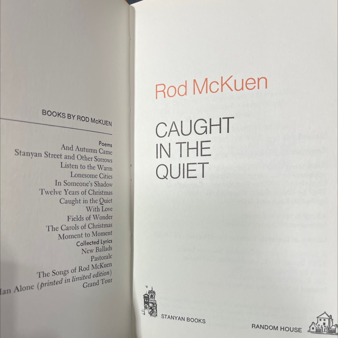 caught in the quiet book, by rod mckuen, 1970 Hardcover image 2
