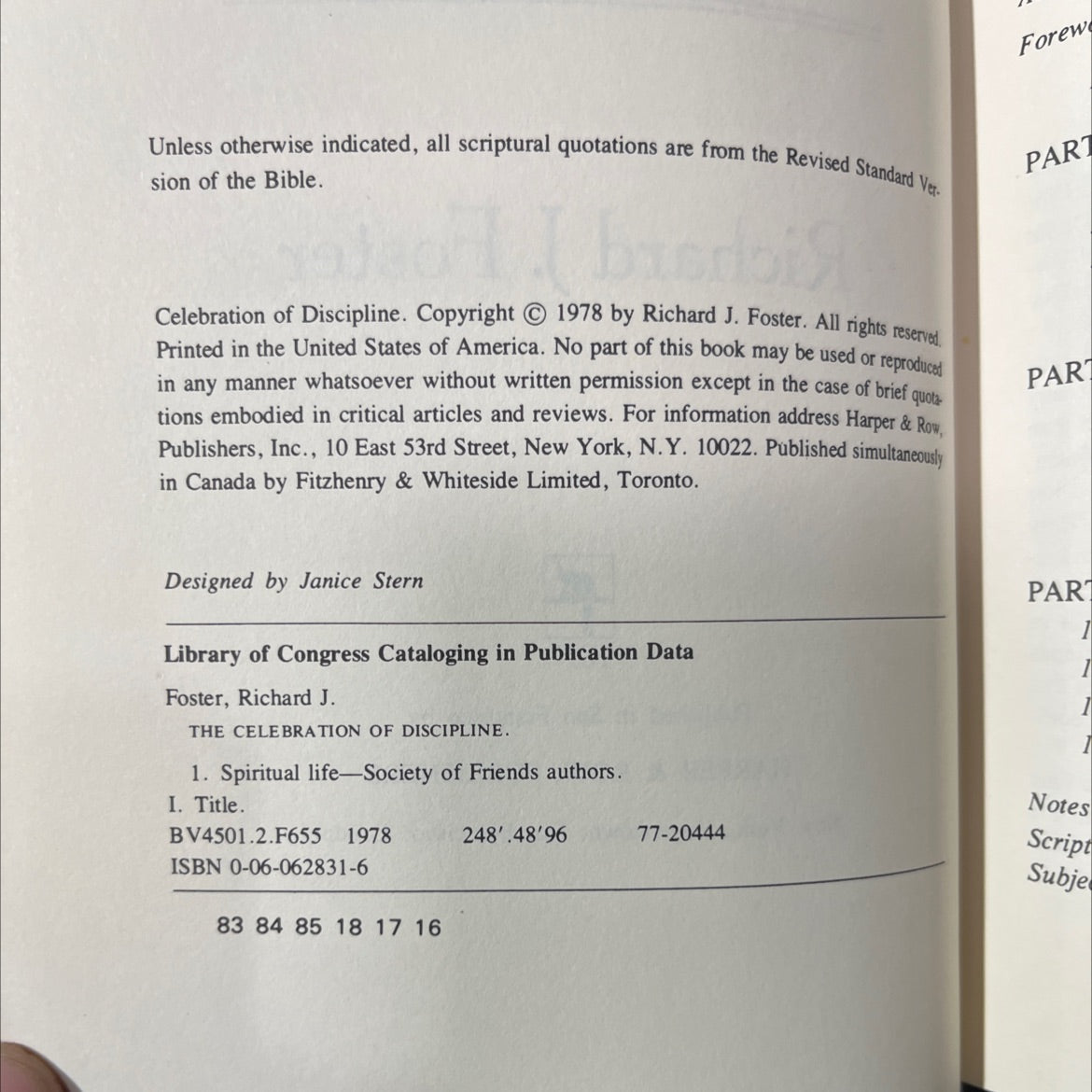 celebration of discipline the path to spiritual growth book, by Richard J. Foster, 1978 Hardcover image 3