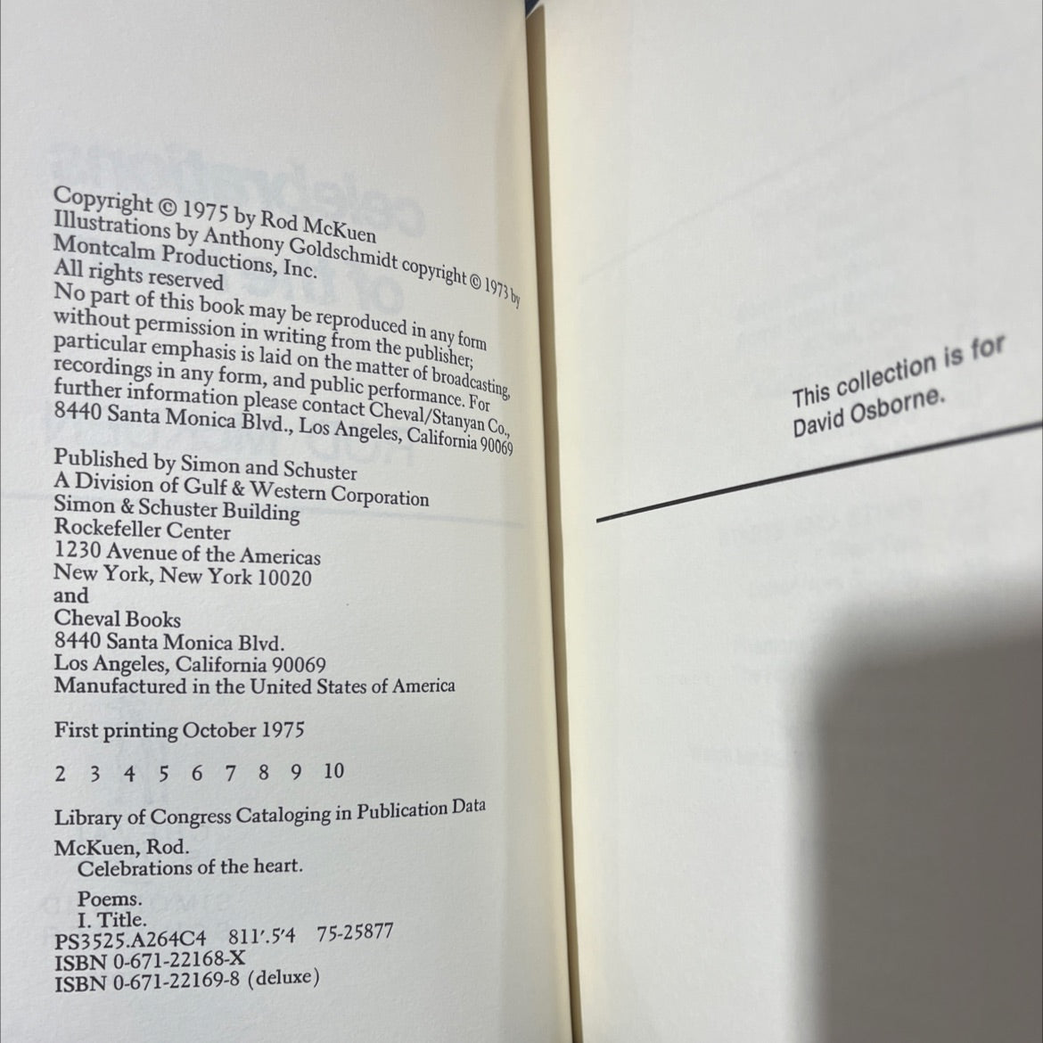 celebrations of the heart book, by Rod McKuen, 1975 Hardcover image 3