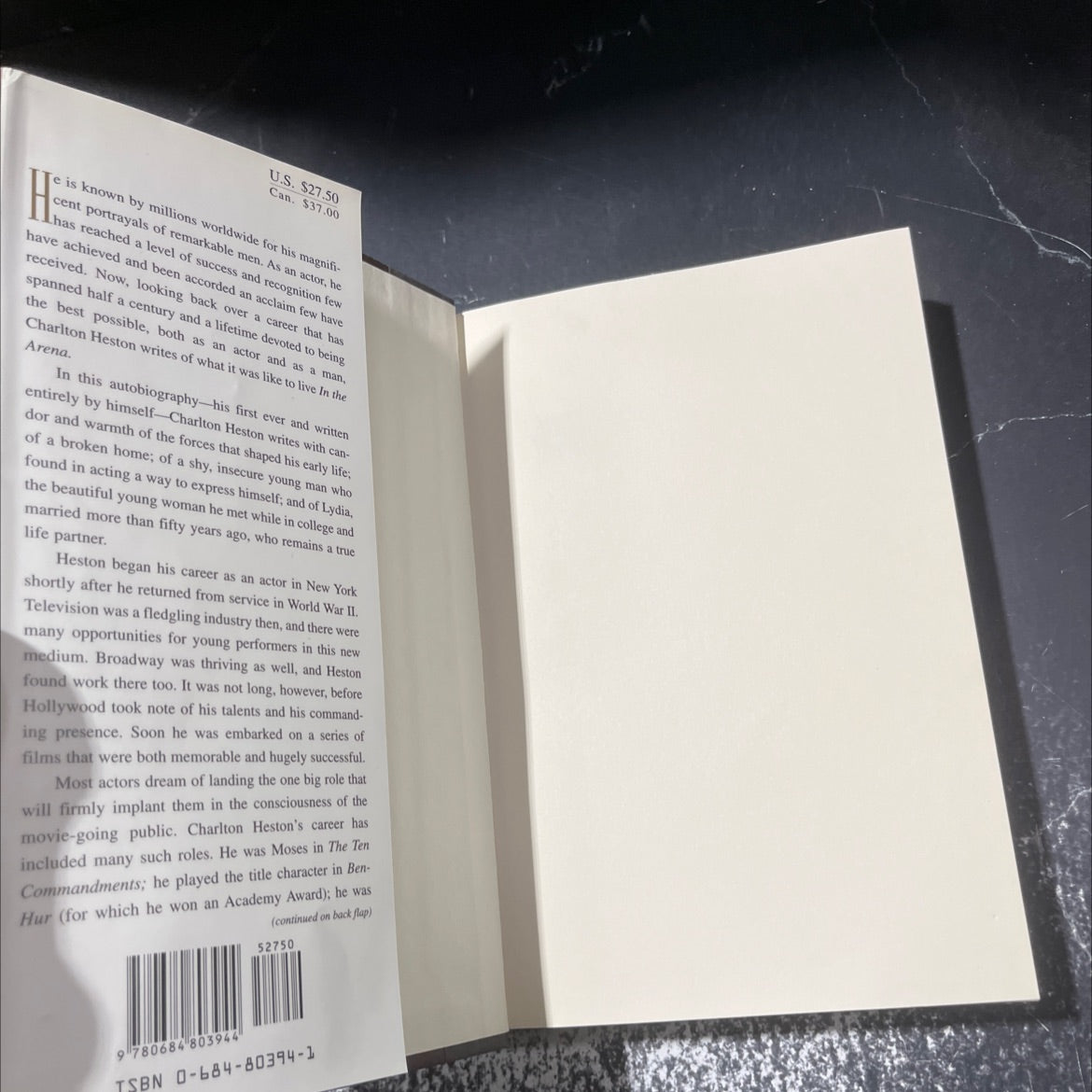 SIGNED charlton heston in the arena an autobiography book, by charlton heston, 1995 Hardcover, First Edition image 4