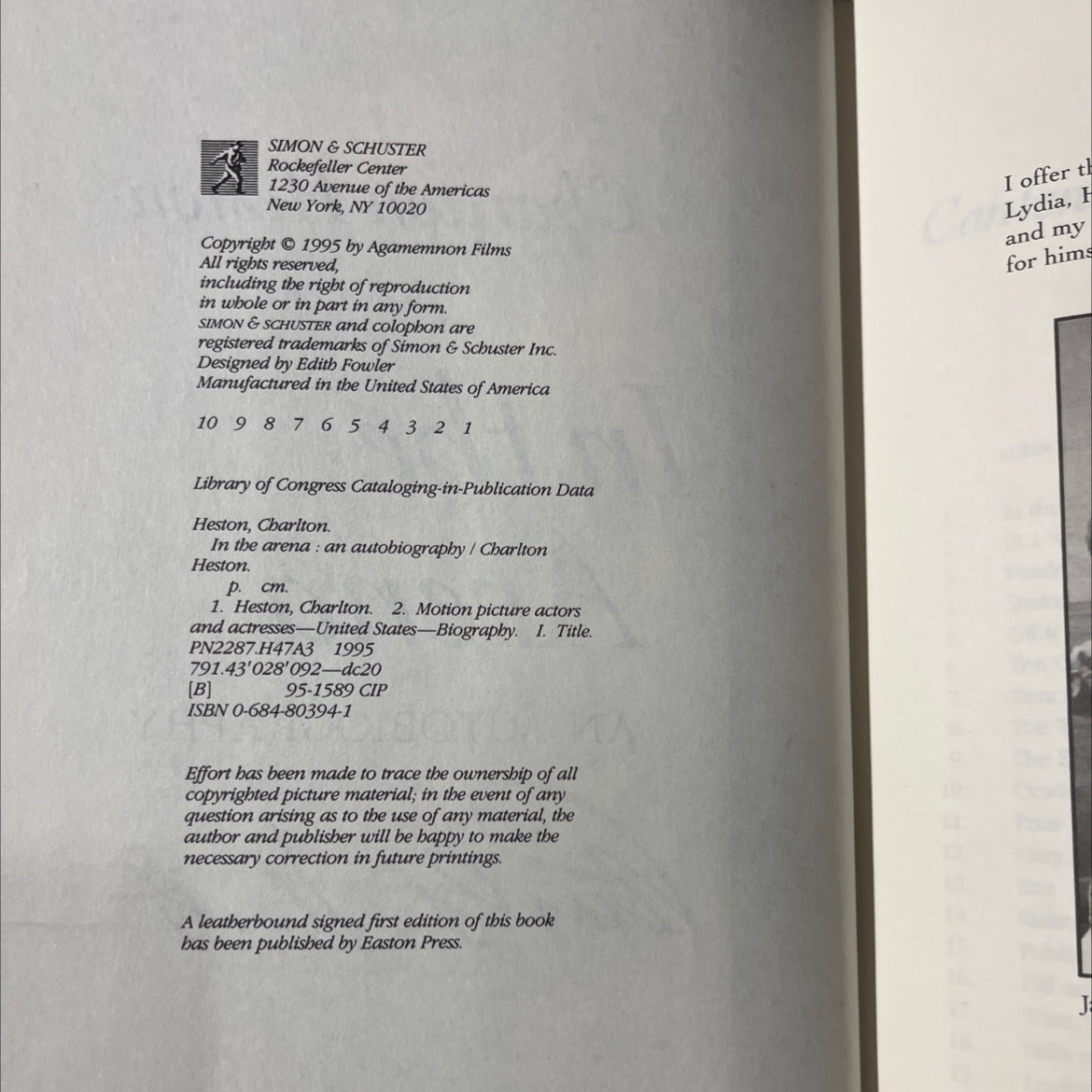 SIGNED charlton heston in the arena an autobiography book, by charlton heston, 1995 Hardcover, First Edition image 3