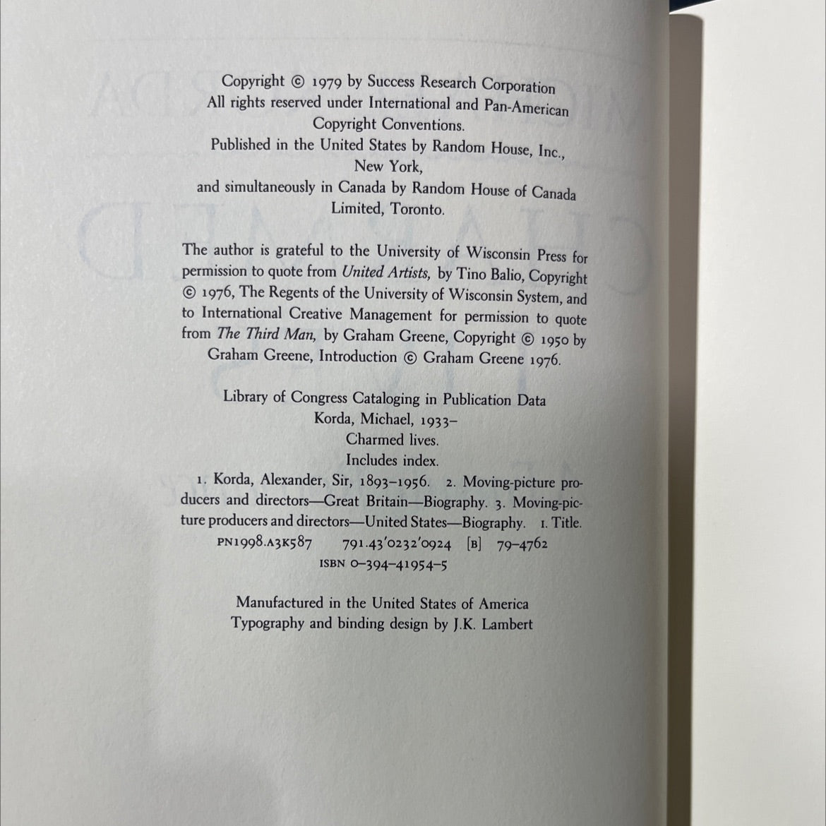 charmed lives book, by michael korda, 1979 Hardcover image 3