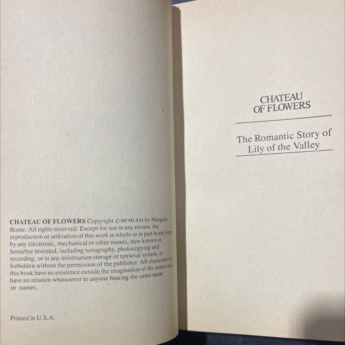 chateau of flowers the romantic story of lily of the valley book, by Margaret Rome, 1971 Hardcover image 3