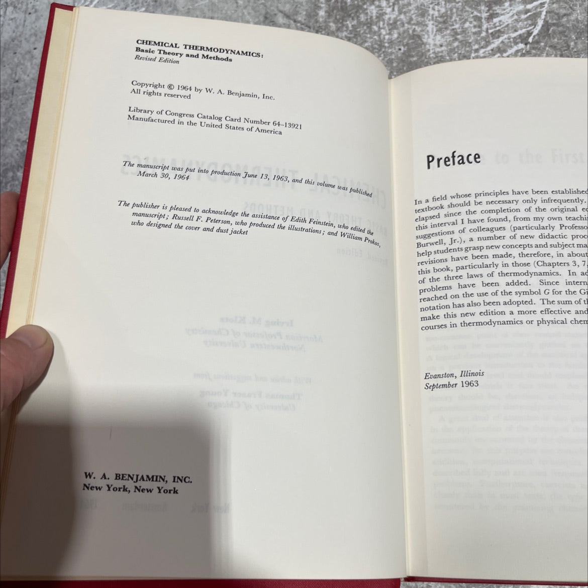 chemical thermodynamics basic theory and methods revised edition book, by irving m. klotz, 1964 Hardcover image 3