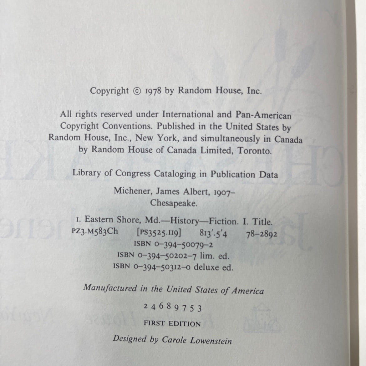 chesapeake book, by james a. michener, 1978 Hardcover image 3