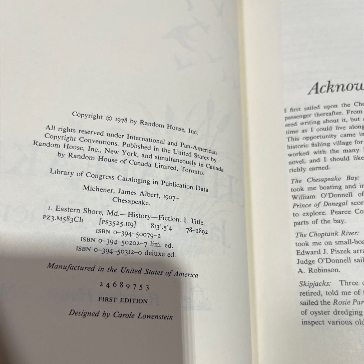 chesapeake book, by james a. michener, 1978 Hardcover image 3