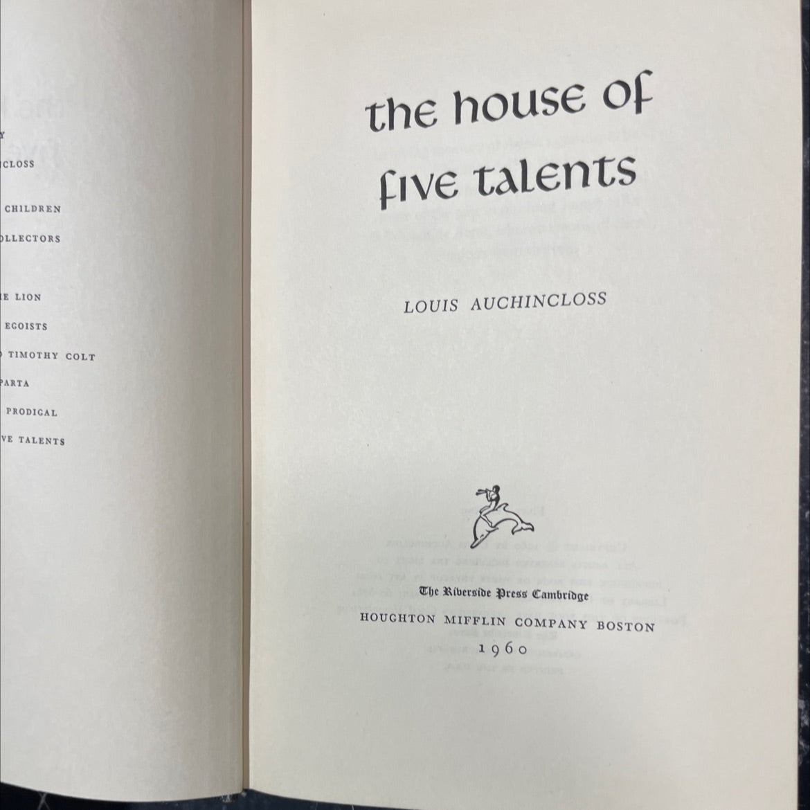 children collectors the house of five talents book, by louis auchincloss, 1960 Hardcover image 2