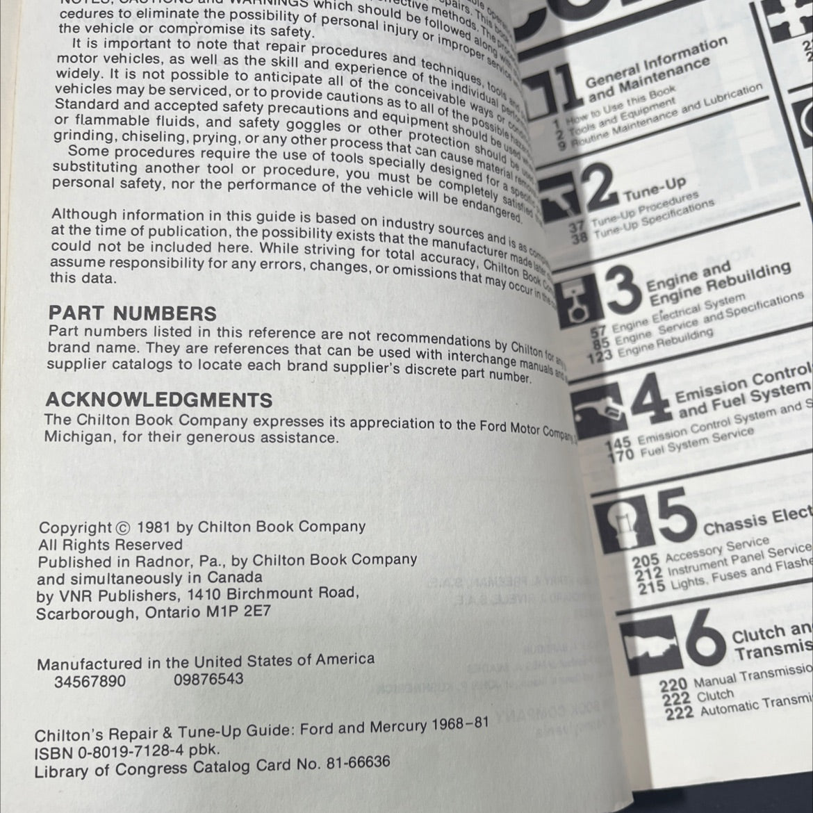 chilton's repair & tune-up guide ford mercury 1968-81 book, by kerry a. freeman, richard j. rivele, ron webb, 1981 image 3