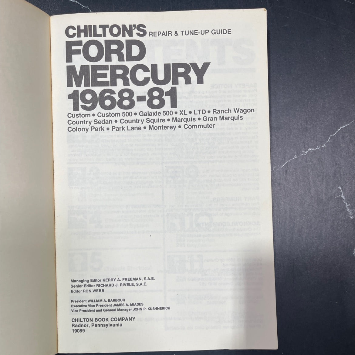 chilton's repair & tune-up guide ford mercury 1968-81 book, by kerry a. freeman, richard j. rivele, ron webb, 1981 image 2