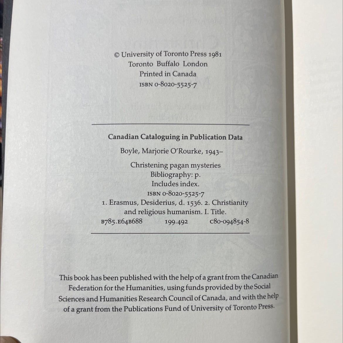 christening pagan mysteries book, by Marjorie O'Rourke Boyle, 1981 Hardcover image 3