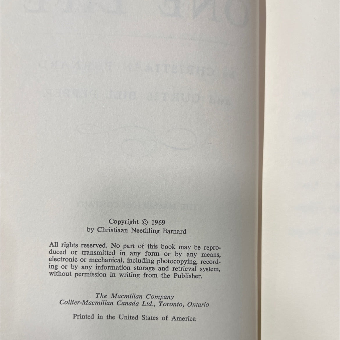 christiaan barnard one life book, by christiaan barnard, curtis bill pepper, 1969 Hardcover image 3