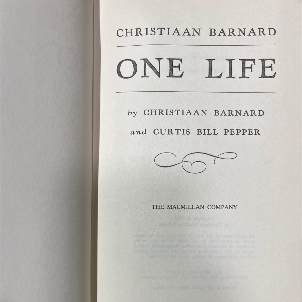 christiaan barnard one life book, by christiaan barnard, curtis bill pepper, 1969 Hardcover image 2
