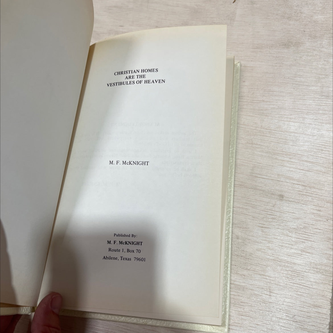 christian homes are the vestibules of heaven book, by M. F. McKnight, 1966 Hardcover image 2