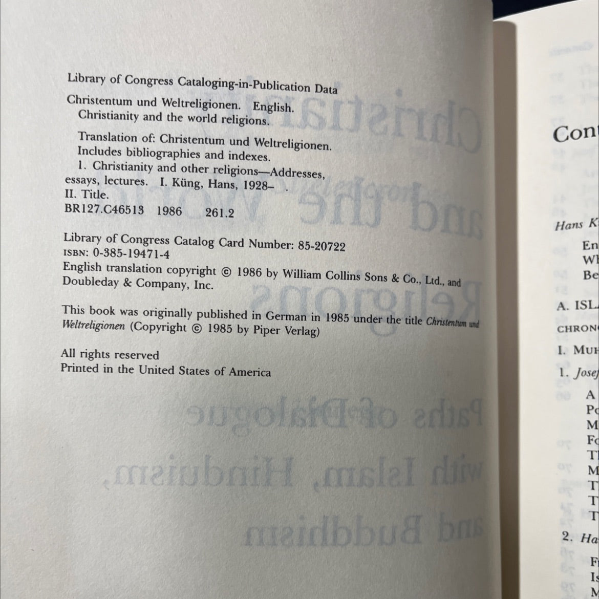 christianity and the world religions book, by hans küng, 1986 Hardcover image 3