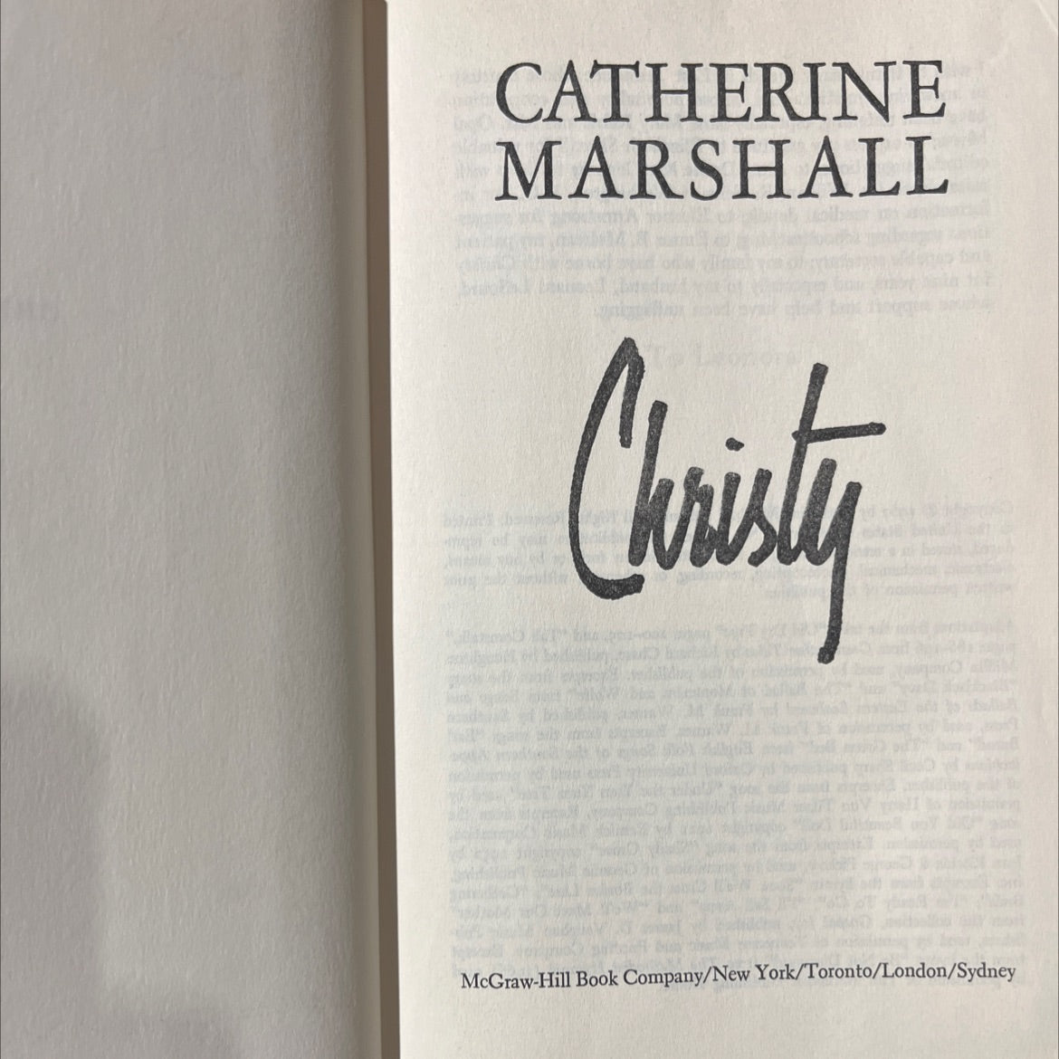 christy book, by catherine marshall, 1967 Hardcover image 2