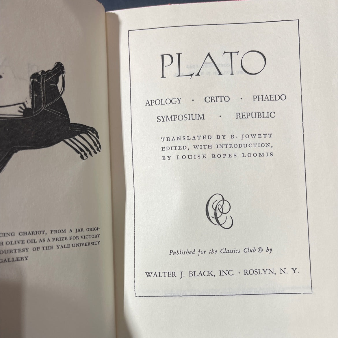 cing chariot, from a jar origin- h olive oil as a prize for victory book, by plato, 1942 Hardcover image 2