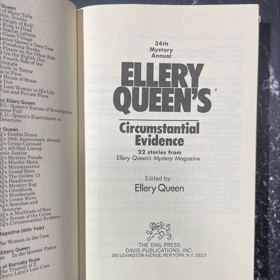 circumstantial evidence book, by ellery queen, 1980 Hardcover image 2