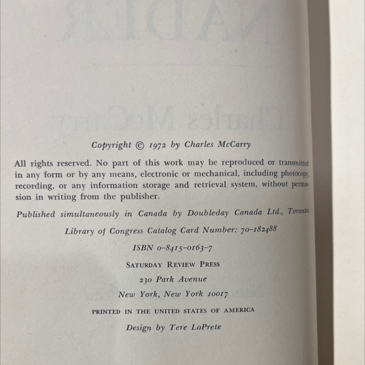 citizen nader book, by Charles McCarry, 1972 Hardcover image 3