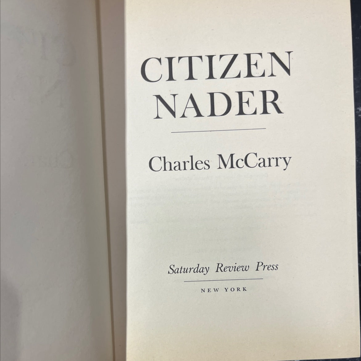 citizen nader book, by Charles McCarry, 1972 Hardcover image 2