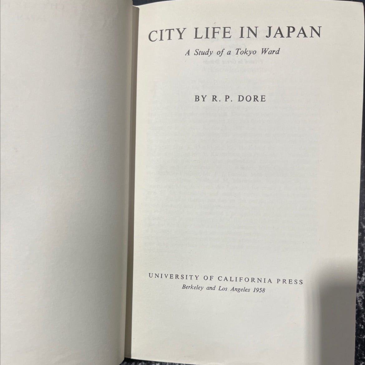 city life in japan a study of a tokyo ward book, by r. p. dore, 1958 Hardcover image 2