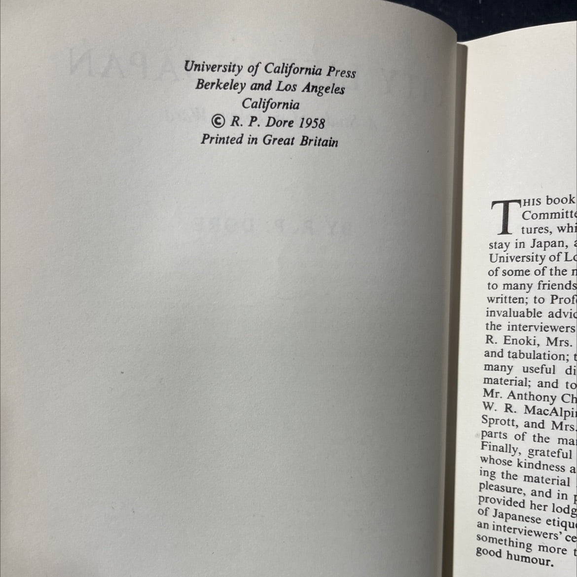 city life in japan a study of a tokyo ward book, by r. p. dore, 1958 Hardcover image 3
