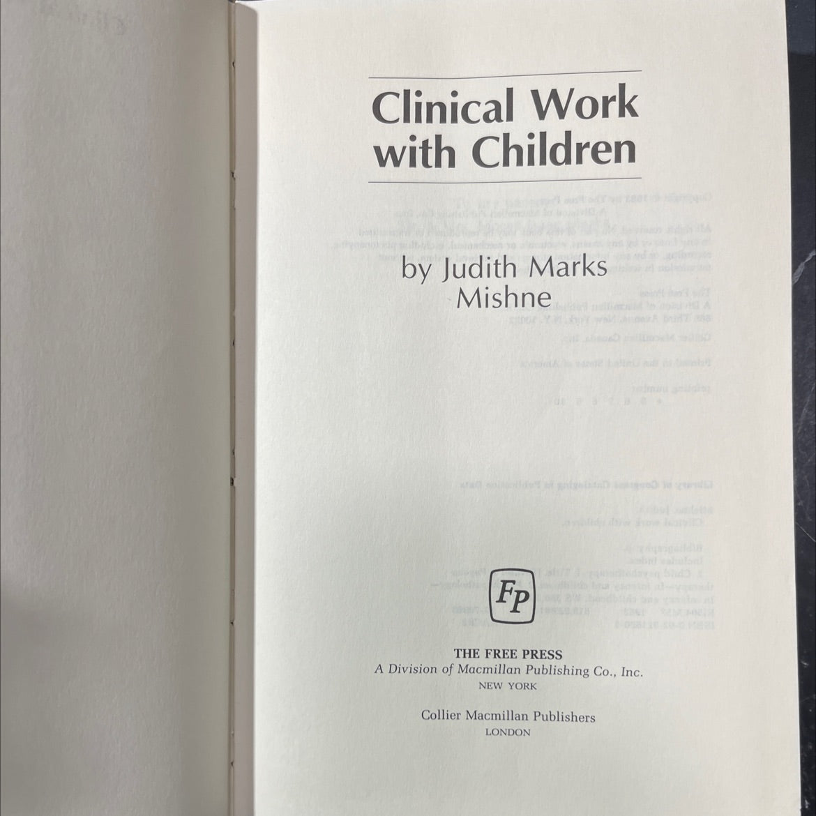 clinical work with children book, by judith marks mishne, 1983 Hardcover image 2
