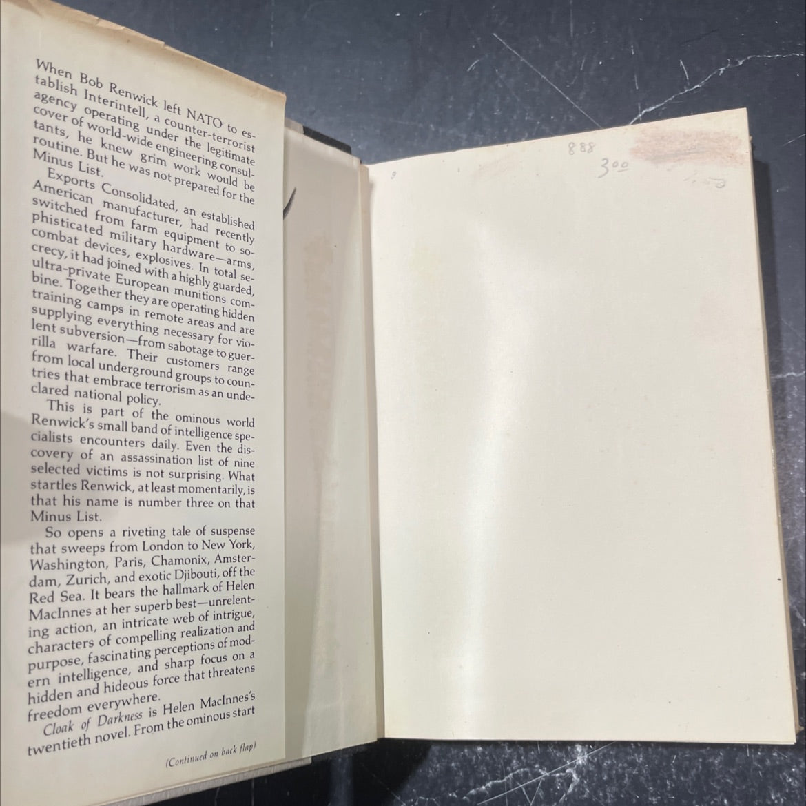 cloak of darkness book, by Helen MacInnes, 1982 Hardcover image 4