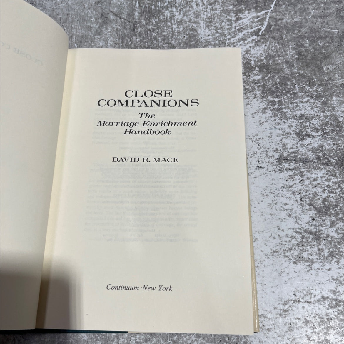 SIGNED close companions the marriage enrichment handbook book, by david r. mace, 2000 Hardcover image 2