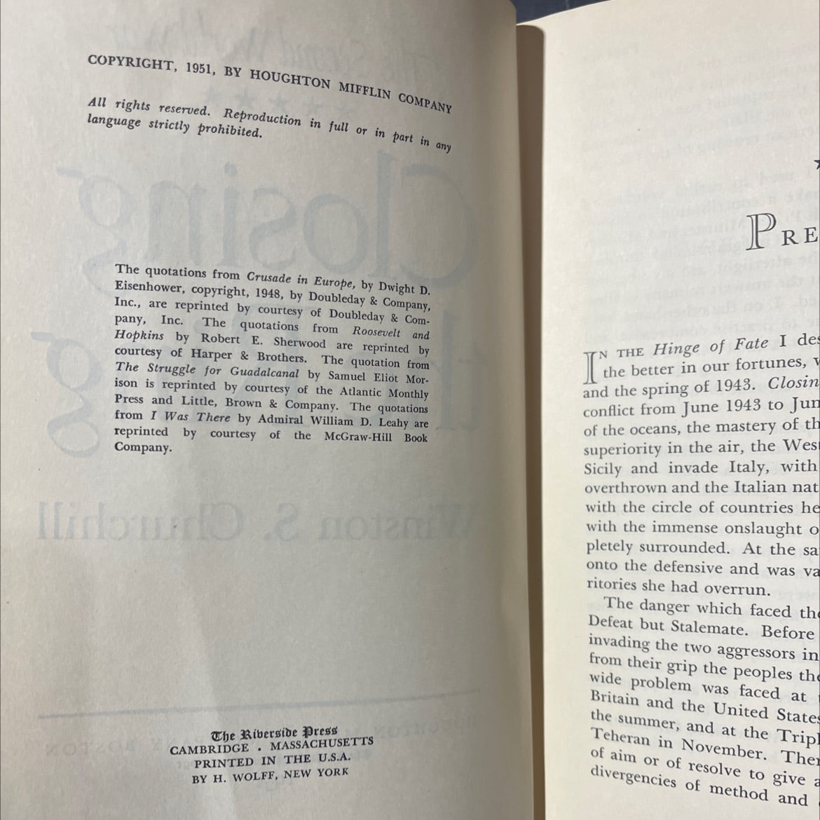 closing the ring book, by winston s. churchill, 1951 Hardcover image 3