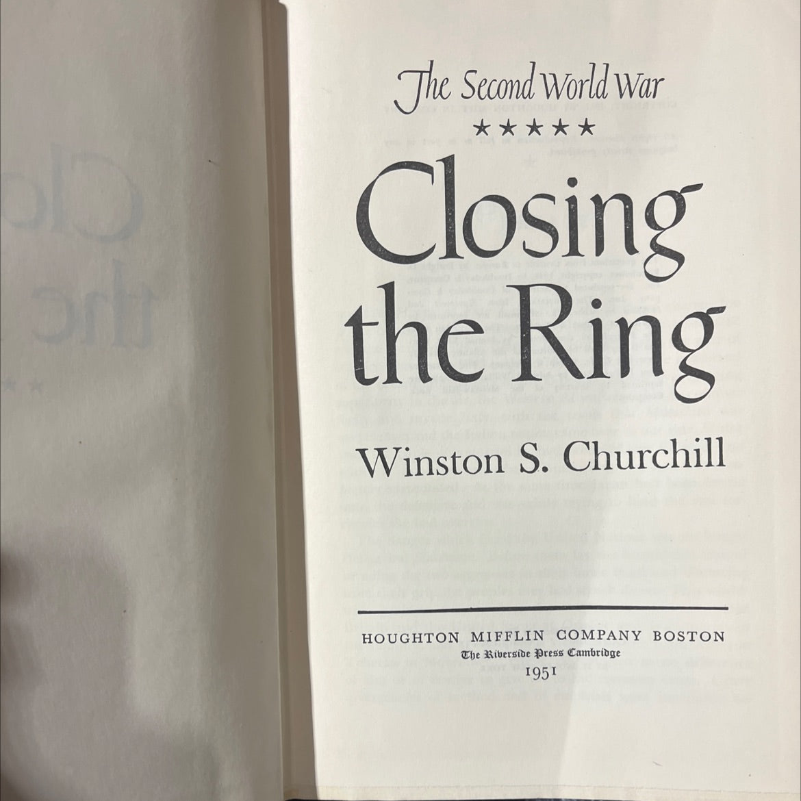 closing the ring book, by winston s. churchill, 1951 Hardcover image 2