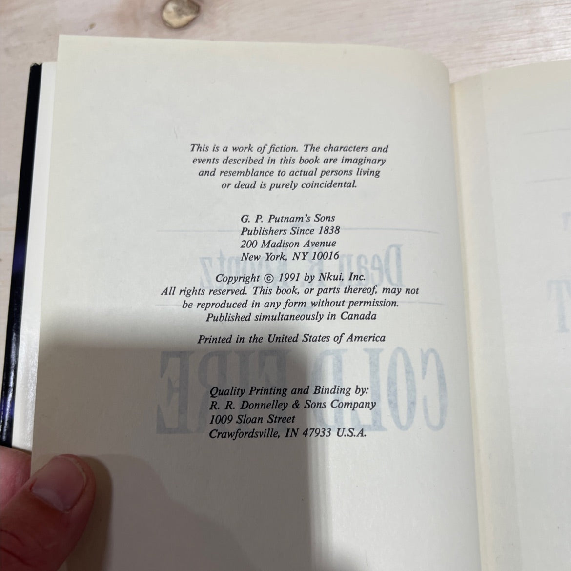 cold fire book, by dean r. koontz, 1991 Hardcover image 3